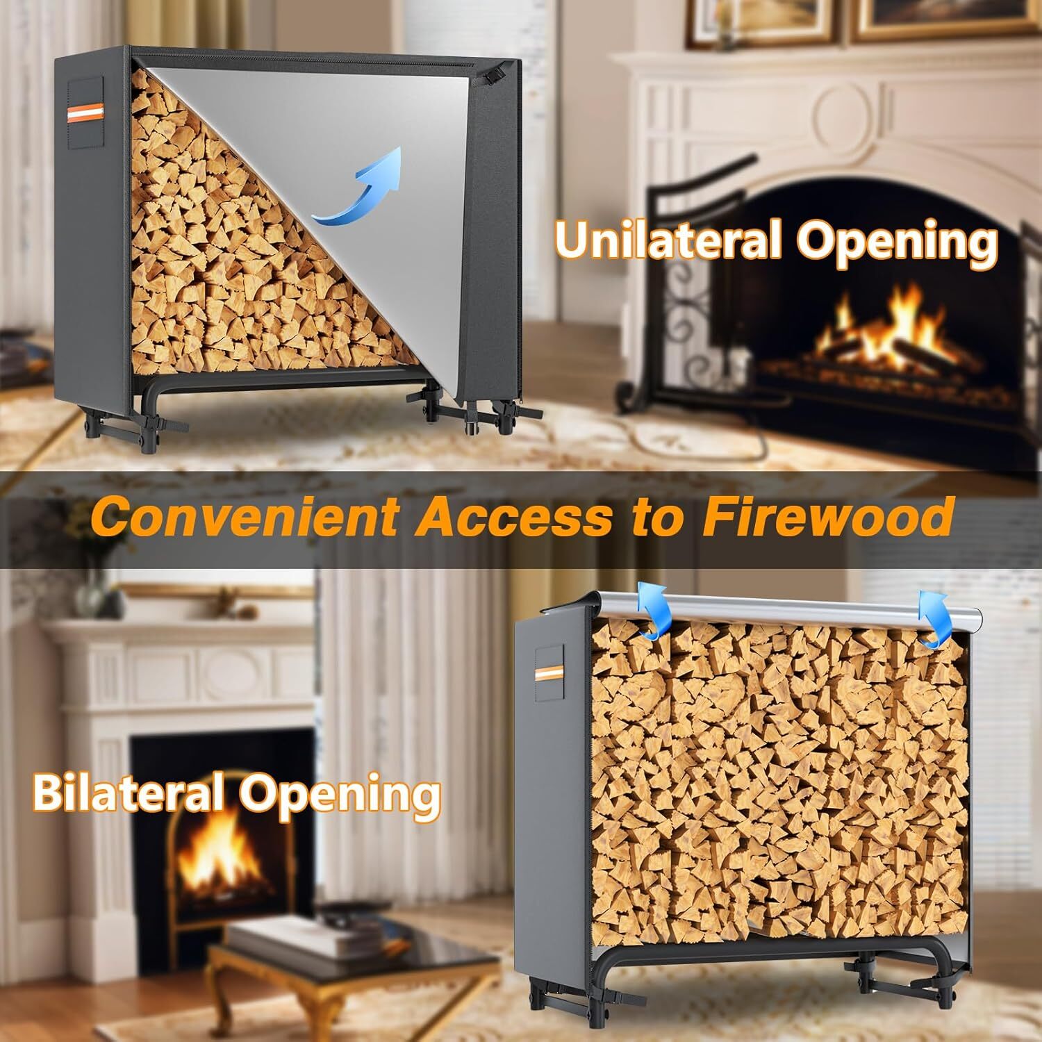 4ft Firewood/Log Storage Rack Outdoor/Indoor for Waterproof 420D Cover us