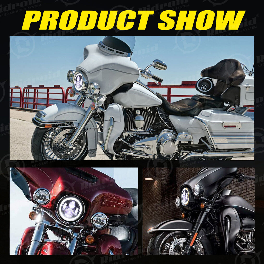 Halo 7" LED Headlight &Fog Light For Harley-Davidson Electra Glide Ultra Classic