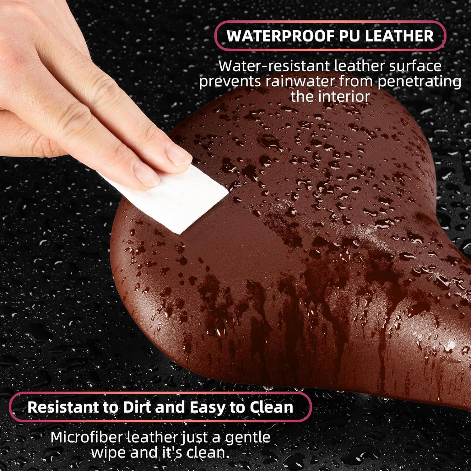 ROCKBROS Bike Seat Wide Comfort Cushion Waterproof Vintage Brown Bicycle Saddle