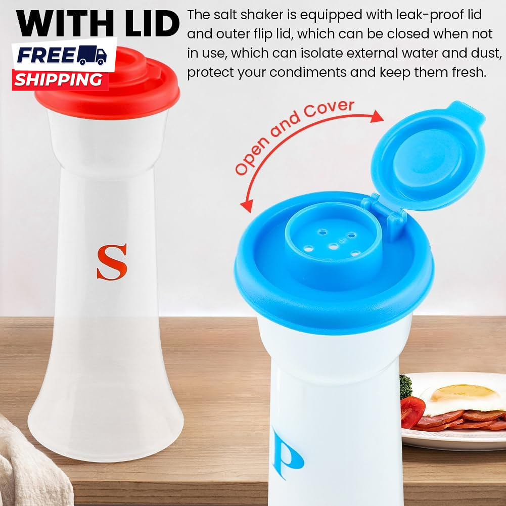 Salt and Pepper Shaker Set Plastic Salt and Pepper Shaker Set with Lids