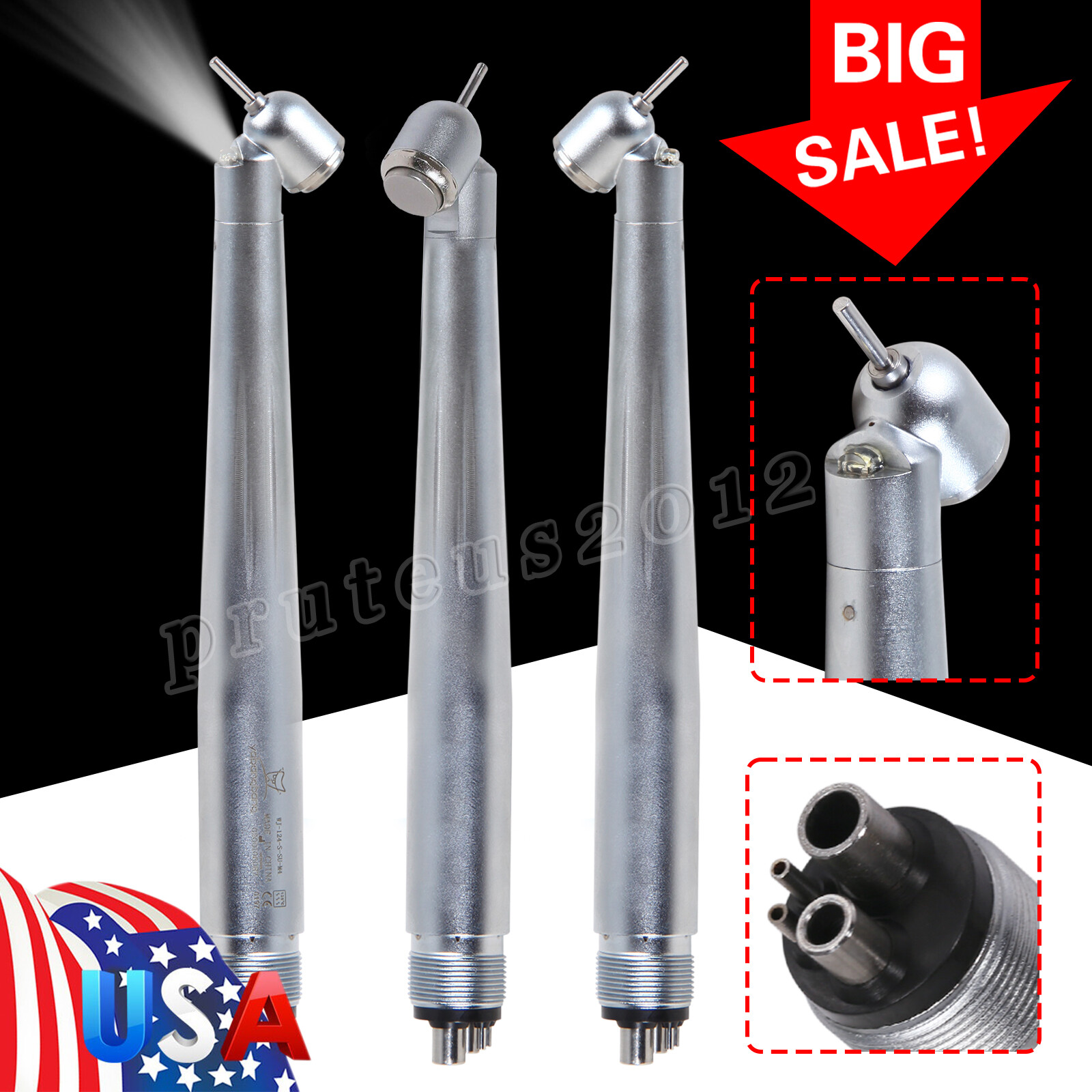 Dental 45 Degree Surgical High Speed Handpiece Led E-generator Push Button 4Hole