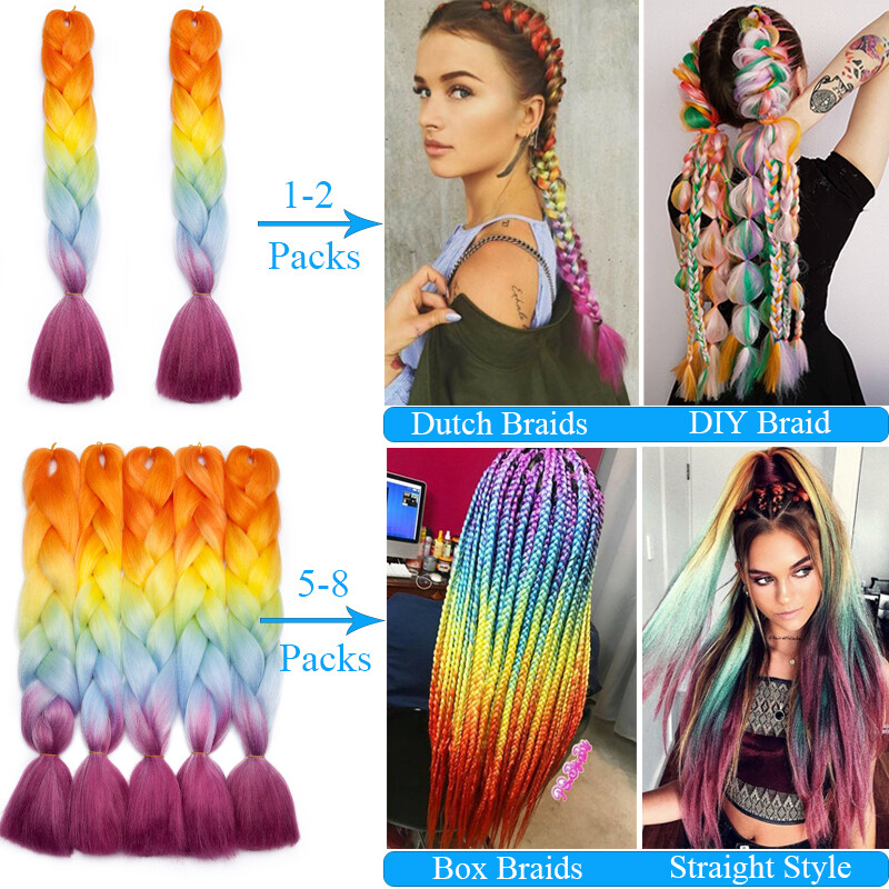60 Big-color Jumbo Braiding Hair Extensions Braids Twist Ombre Kanekalons 24"