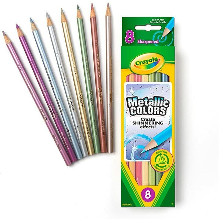 1 X Crayola Metallic Colors Colored Pencil set 8 TT 68-3708 683708