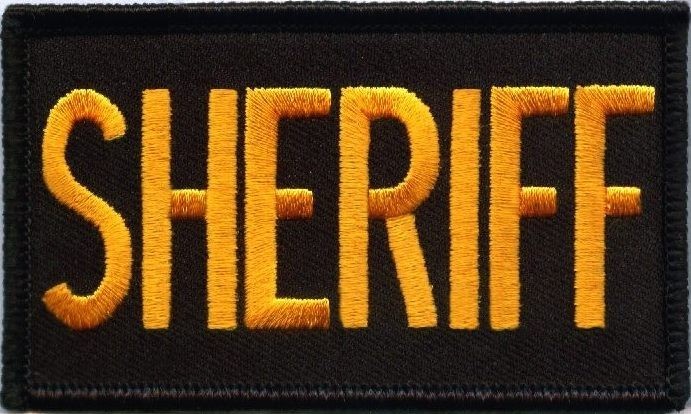 SHERIFF Embroidered Gold on Black Hook Backed Patch 2 X 3 3/8 Veteran Seller!