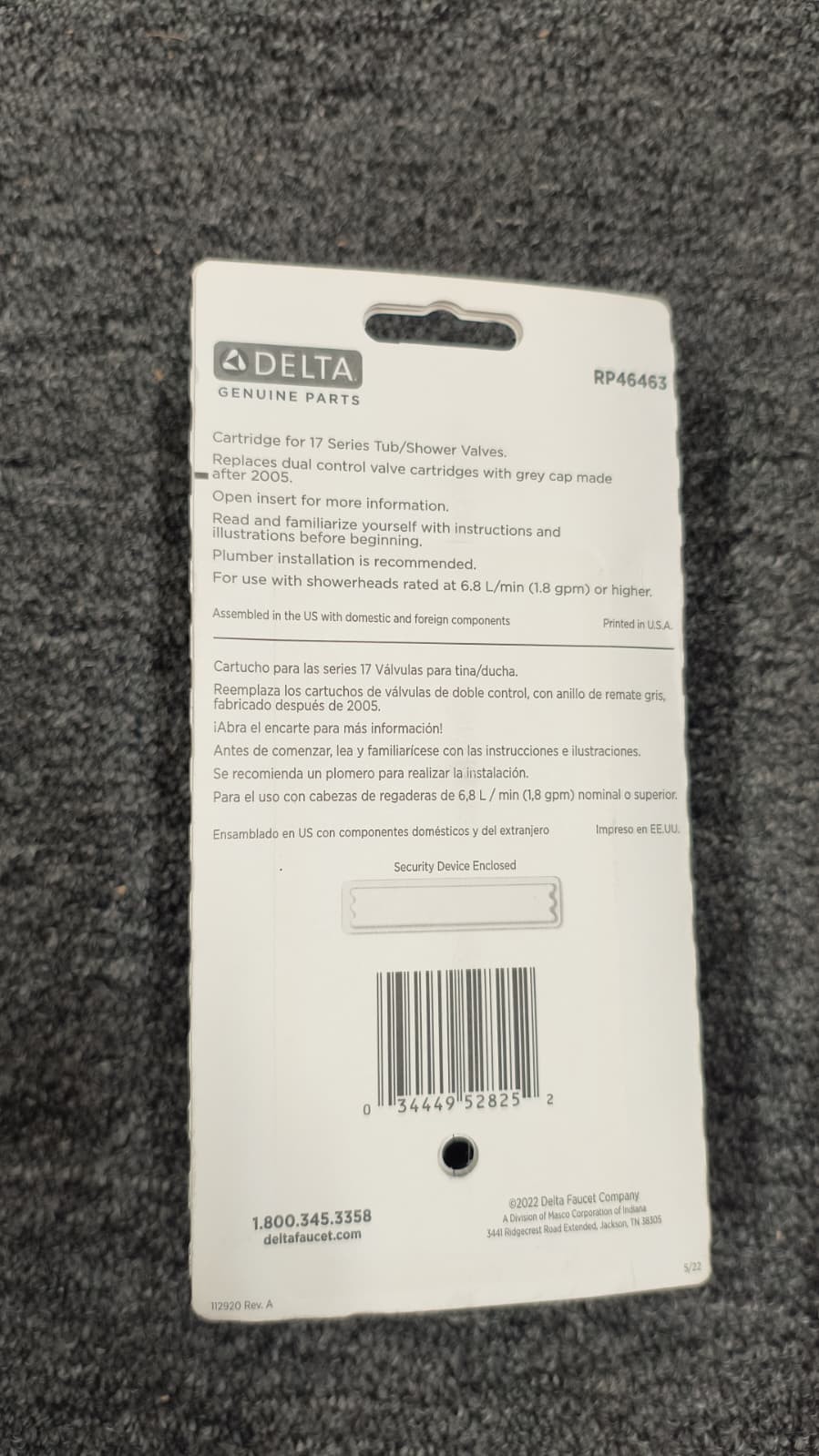 Genuine Delta RP46463 Monitor Tub Shower Cartridge - Brand New