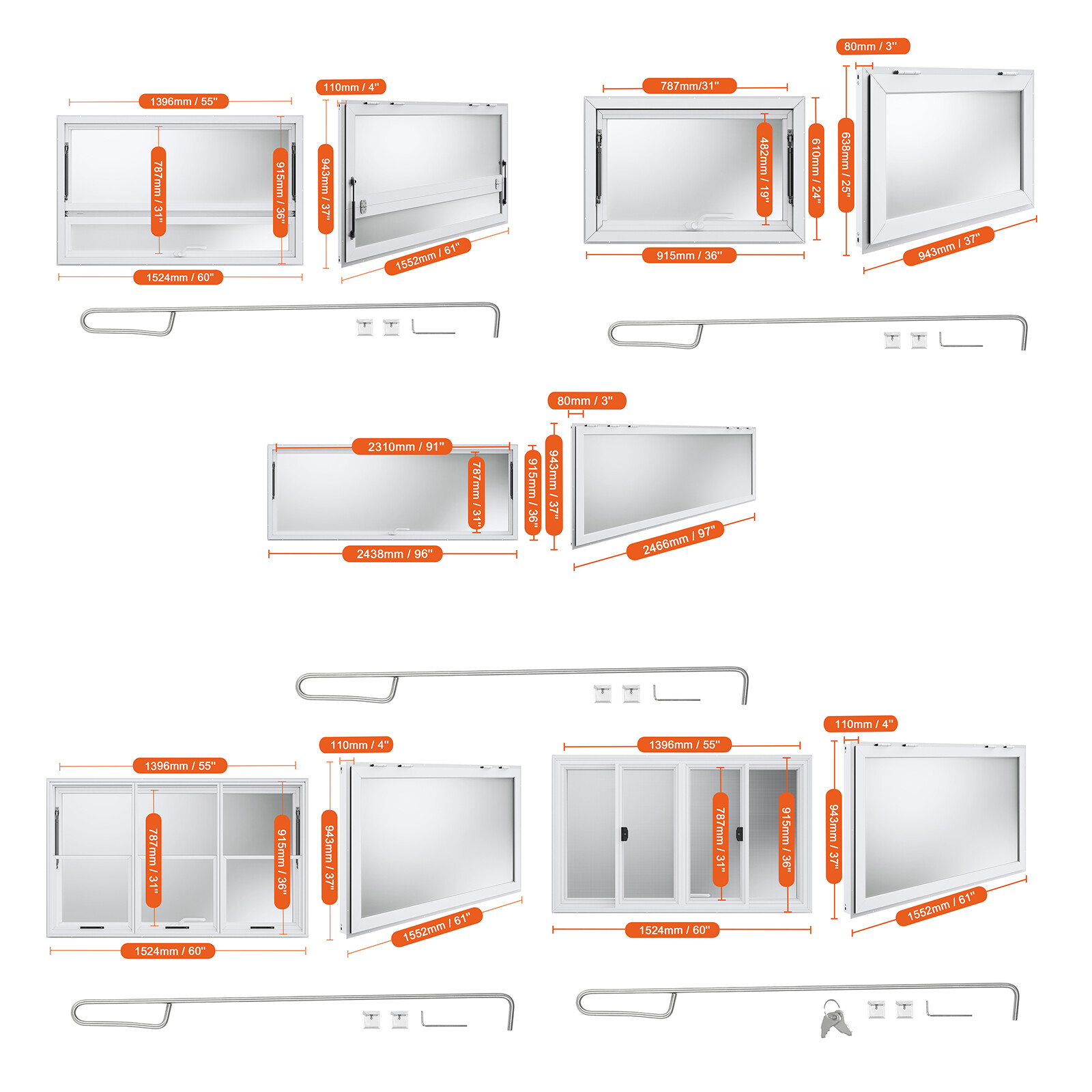 VEVOR 11 Size Concession Stand Serving Window Food Truck Service Awning