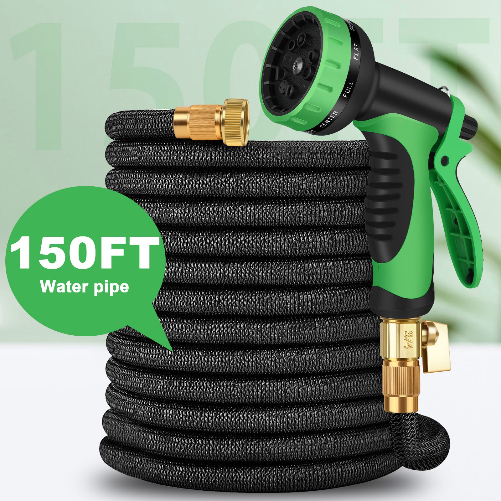 150FT Expandable Flexible Heavy Duty Garden Water Hose with 10 Mode Spray Nozzle