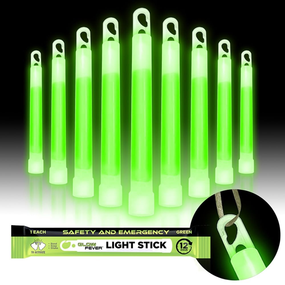 Glow Fever Emergency Safety Military Grade Glow Sticks 10pcs 6'' Ultra Bright
