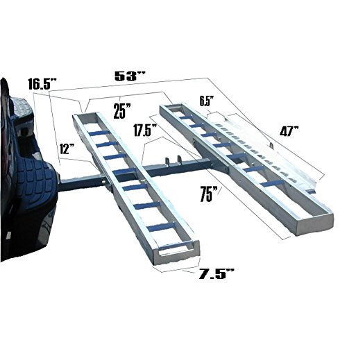 Double Motorcycle Dirt Bike Carrier 600lb Capacity Aluminum 75" Track Length Ea