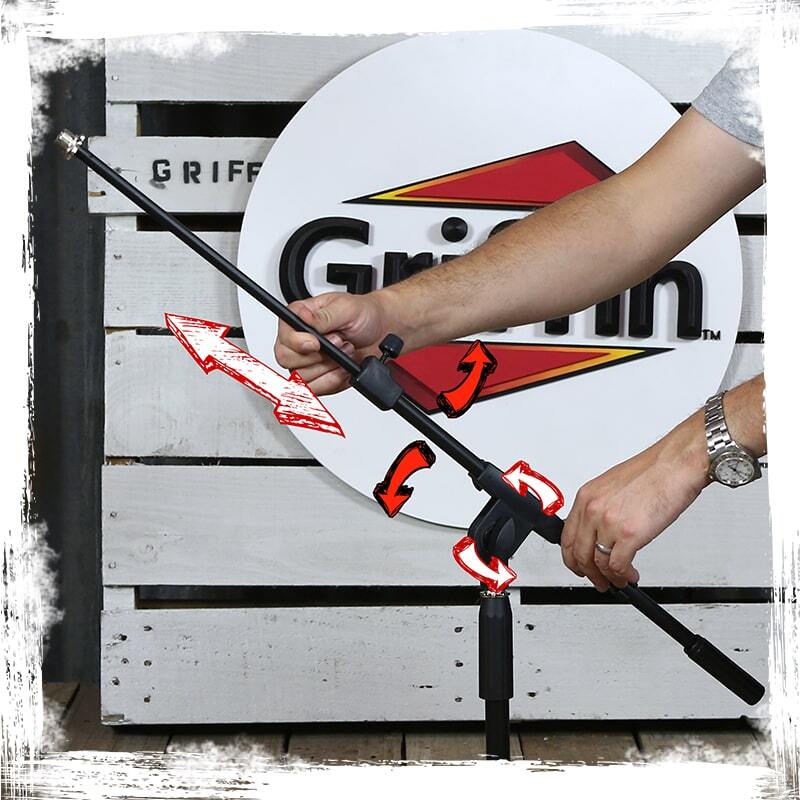 GRIFFIN Short Microphone Boom Stand | Small Low Mic Holder Guitar Amp Mount Drum