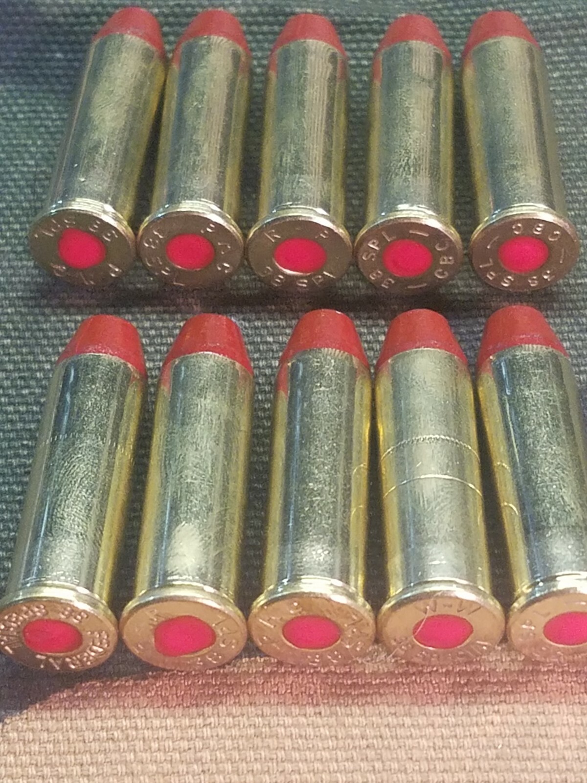 38 SPECIAL SNAP CAPS SET OF 10, RED AND BRASS, REAL 125gr WEIGHT!!!