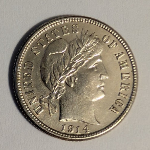 1914 San Francisco Silver Barber Dime. Excellent Condition!