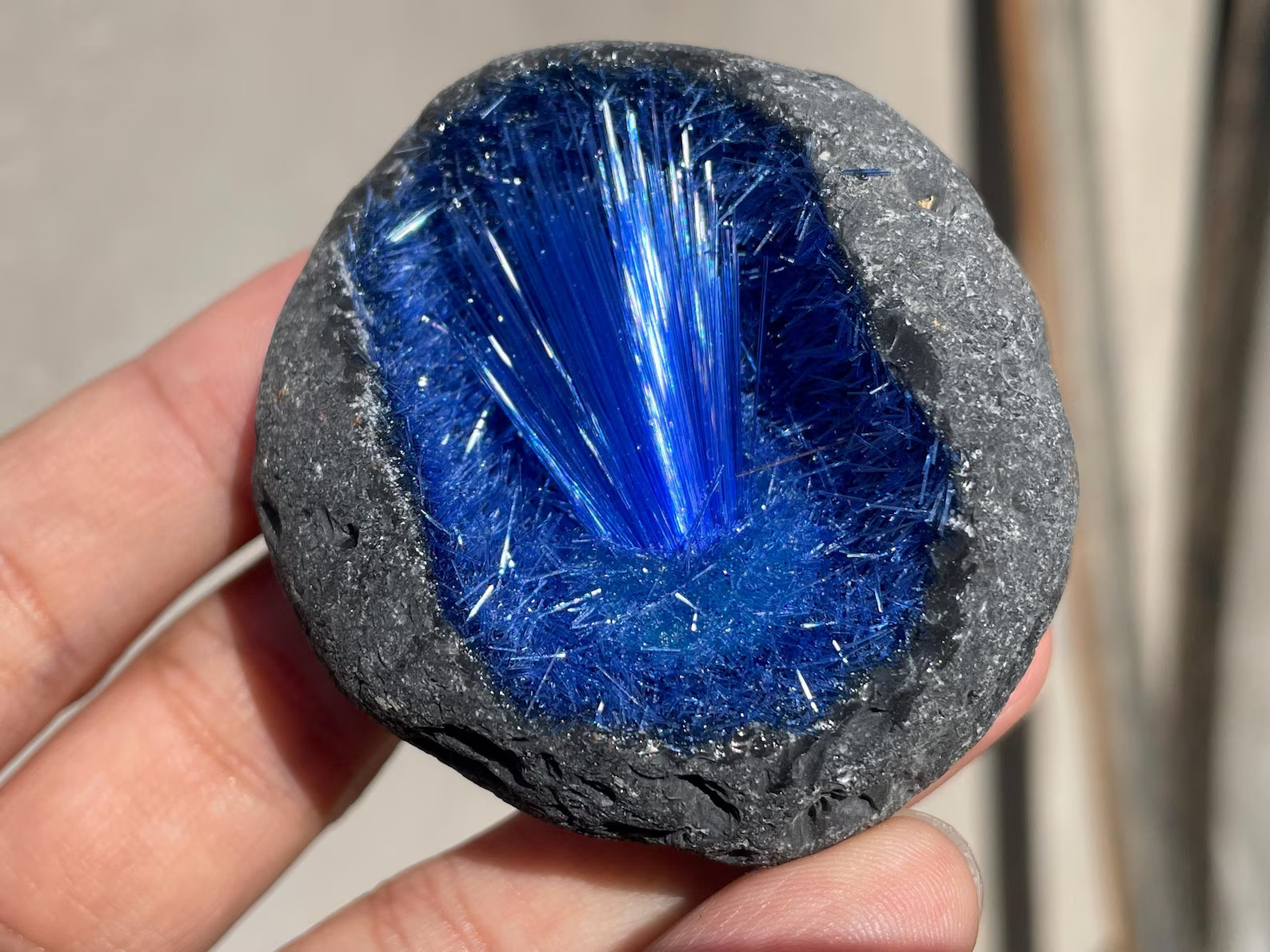 Rare Blue Goethite Crystal Quartz Energy Ore Mineral Specimen Healing Decoration