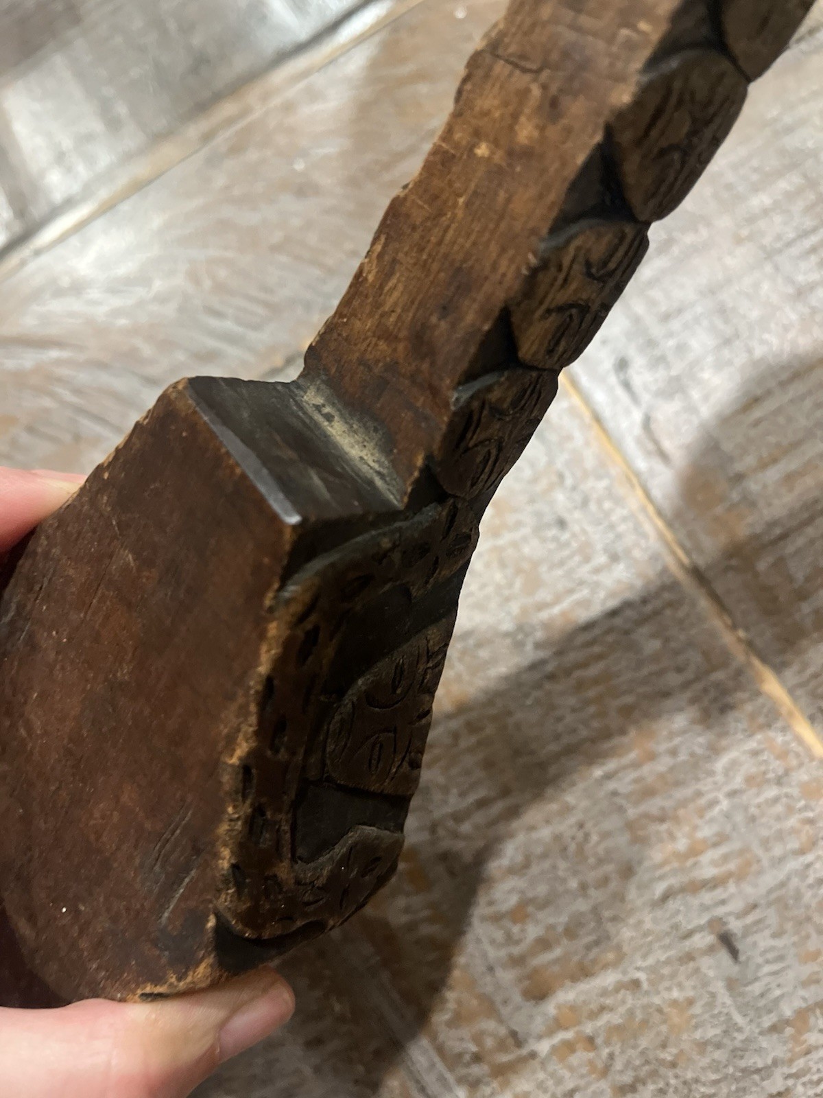 Antique Paiwan Noble Ceremonial Twin cup Linnak Hand Carve Taiwan Aboriginal 20”