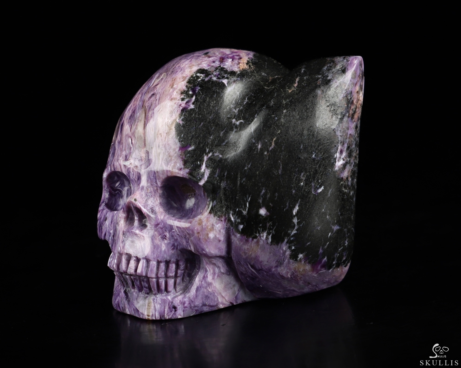 Gemstone 2.2" Russian Charoite Hand Carved Crystal Skull Fine Art Sculpture