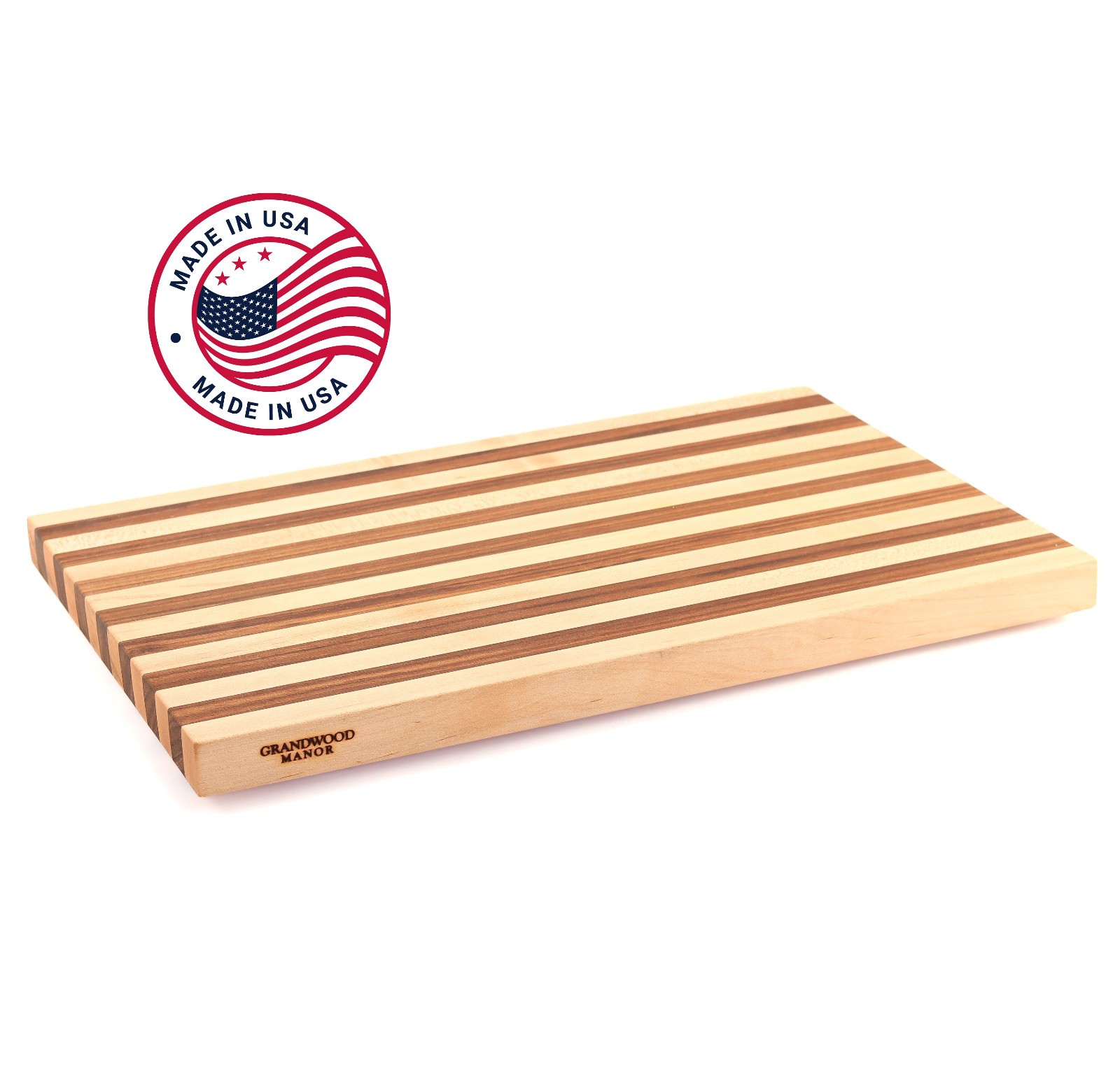 1" Thick Maple & Walnut Wood Cutting Board with Feet (17" x 11")