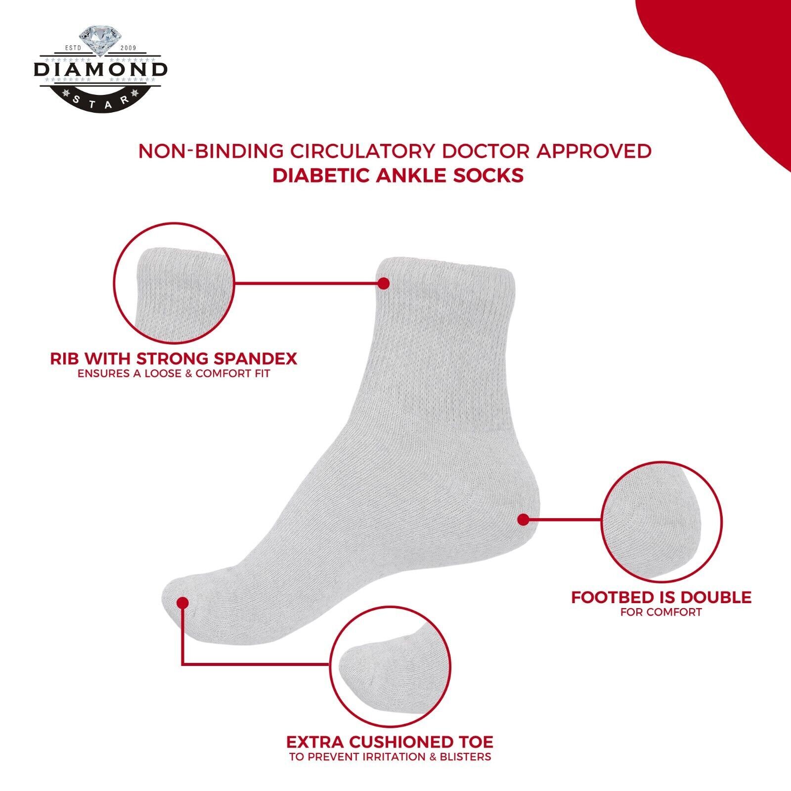 Diabetic Ankle Socks Mens Circulatory Health Socks 3 12 Pairs 9-11 10-13 13-15