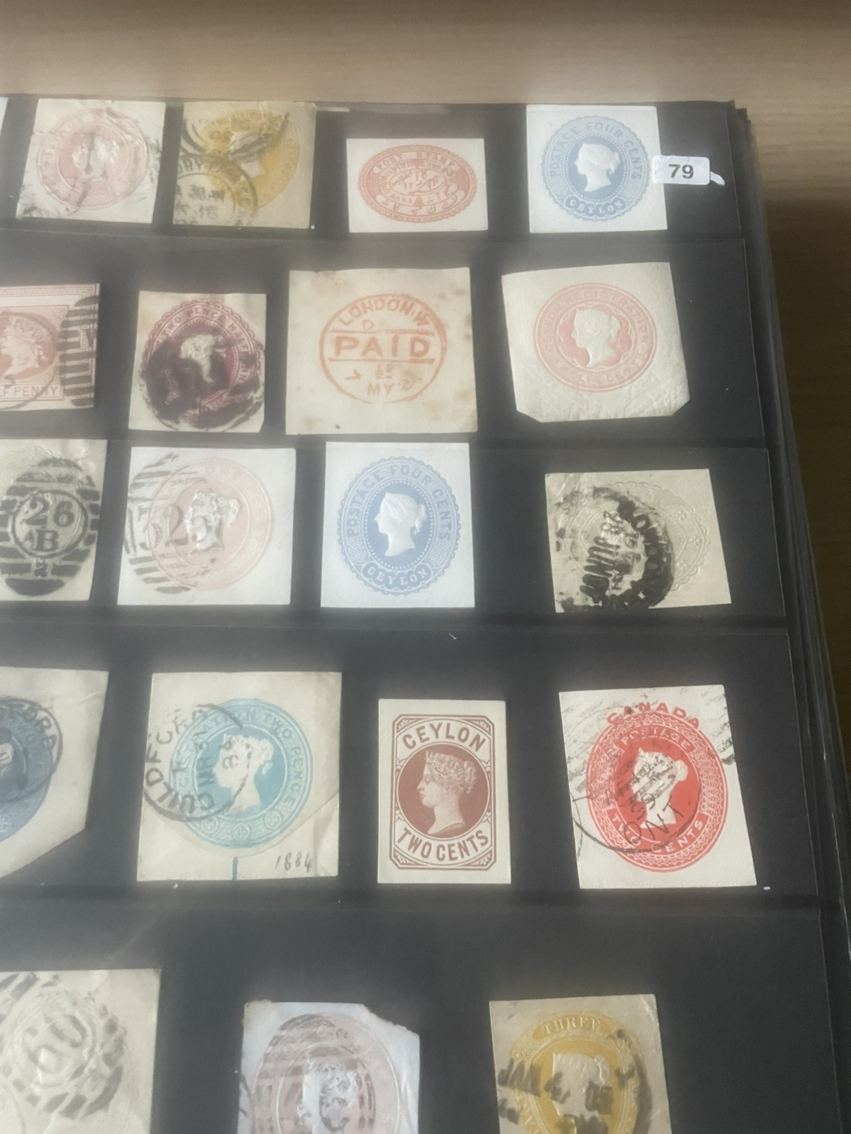 GB QV Stamps Postal Cards Envelopes Cut Outs X 34