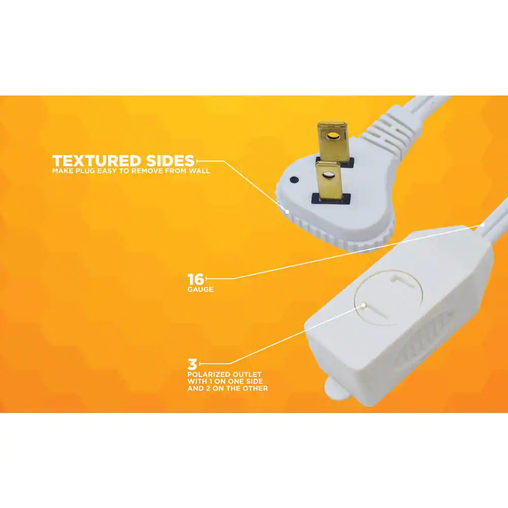 3 Ft. 16/2 SPT-2 Indoor Light-Duty Flat Plug Extension Cord