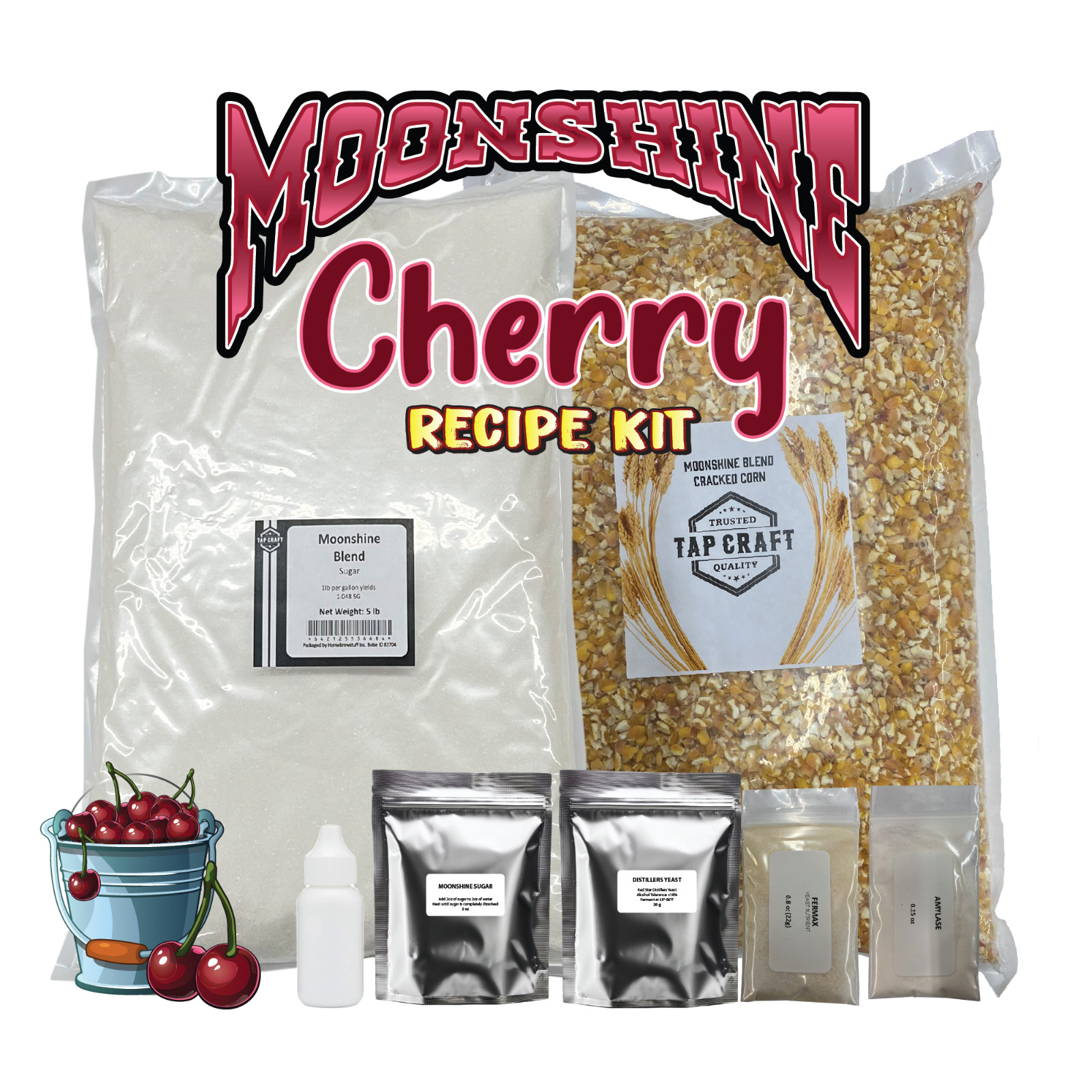 TAPCRAFT Cherry Moonshine Recipe Kit Home Distilling - 5 gal Corn Mash