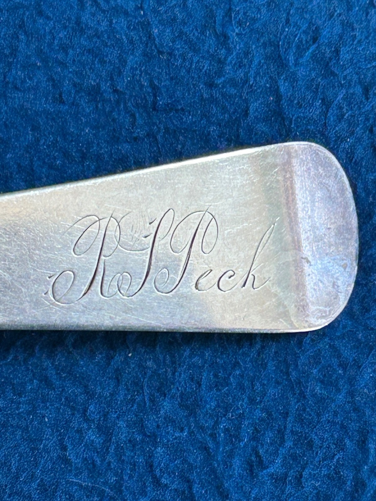 Antique Coin Silver Sauce Spoon Marked S&H. Approx 6” 23.3 Grams Monogrammed
