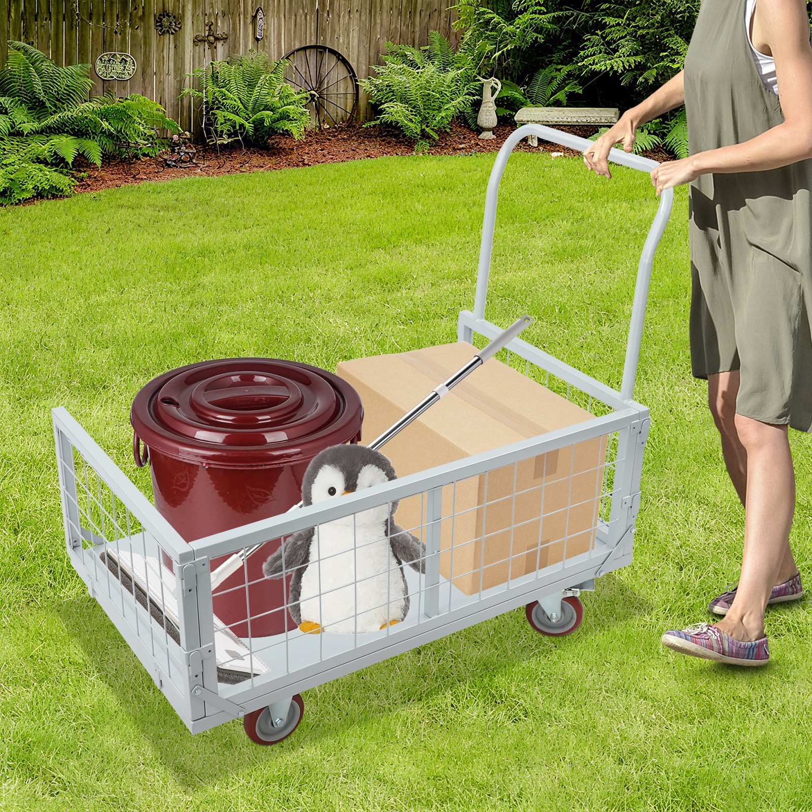 Platform Truck Cart Load 2200 lbs Metal 4-in-1 Heavy Duty Platform Push Cart NEW