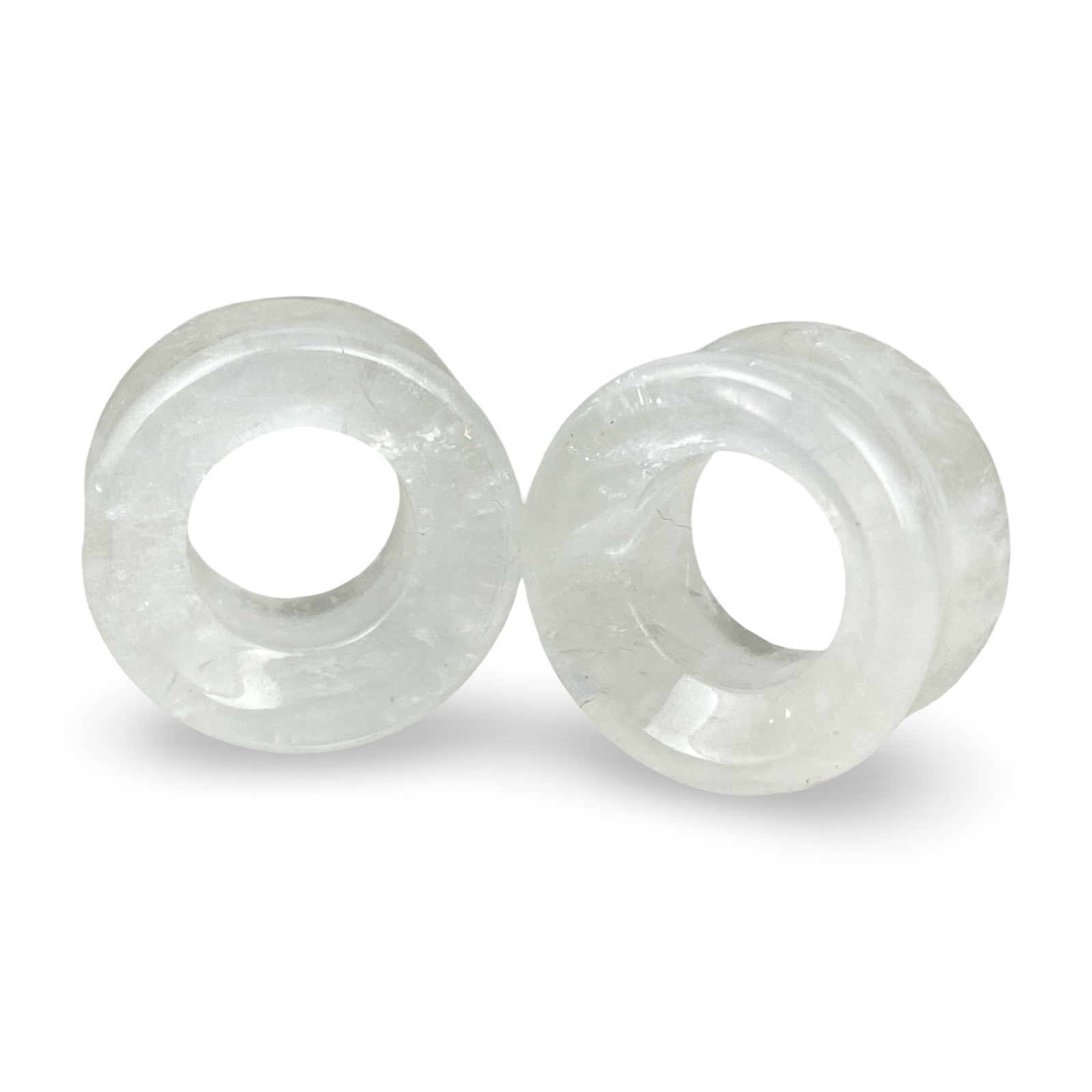 Pair of Cloudy Quartz Stone Concave Tunnels plugs (STN-724) gauges