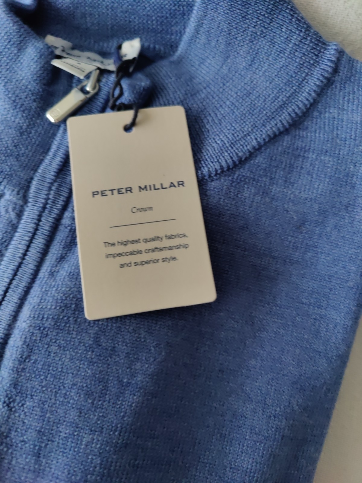 NWT MEDIUM Peter Millar Autumn Crest Quarter Zip Sweater Blue MSRP $230