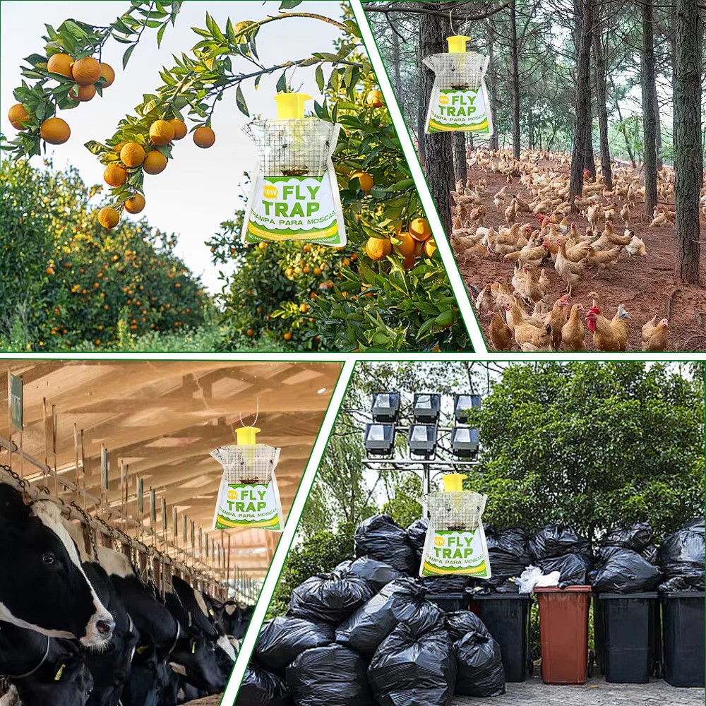 10 Pack Outdoor Fly Traps, Disposable Non Toxic Hanging Catcher Killer Large Bag