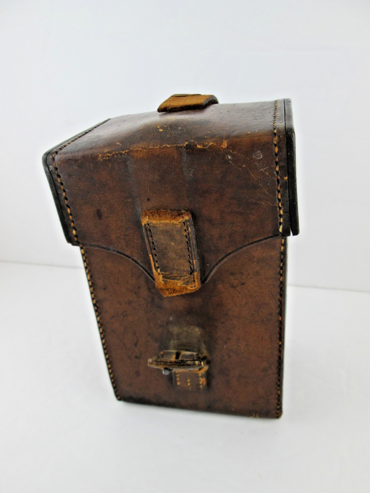 Victorian Antique Leather Case Sterling Silver Spirit Flask plus Cigarette Case