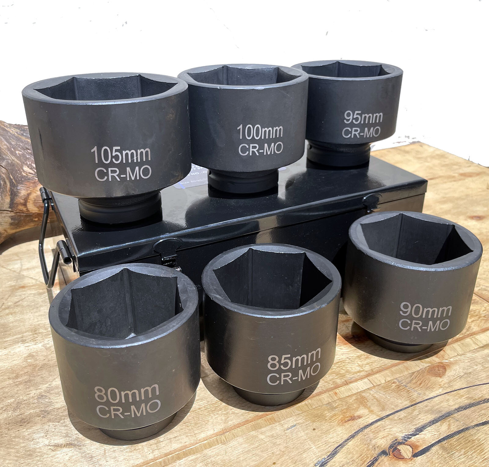 6Pcs 1" Dr. Jumbo Shallow Impact Socket Set Cr-Mo Metric 80 85 90 95 100 105mm
