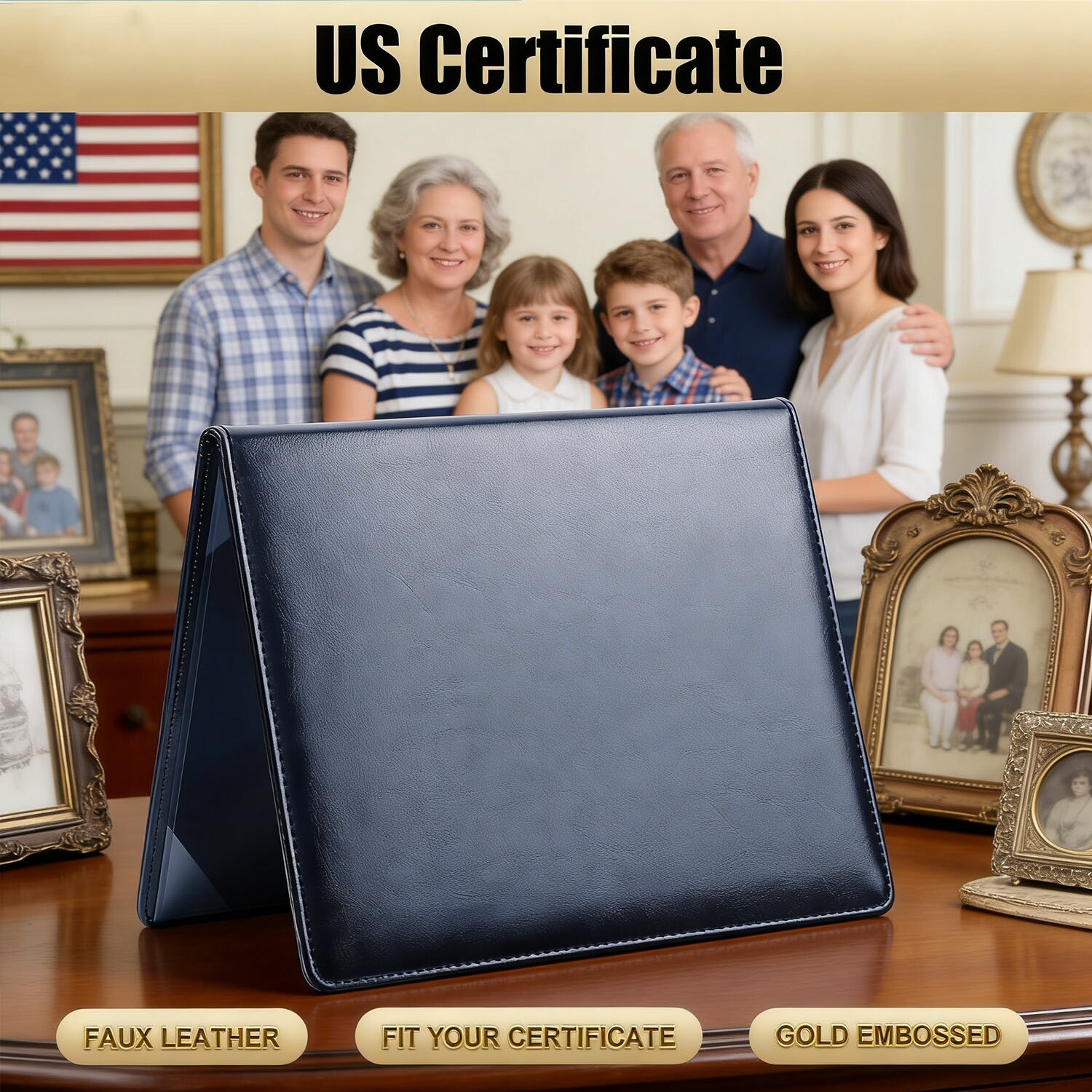 US Naturalization Certificate Holder PU Cover for Citizenship Document
