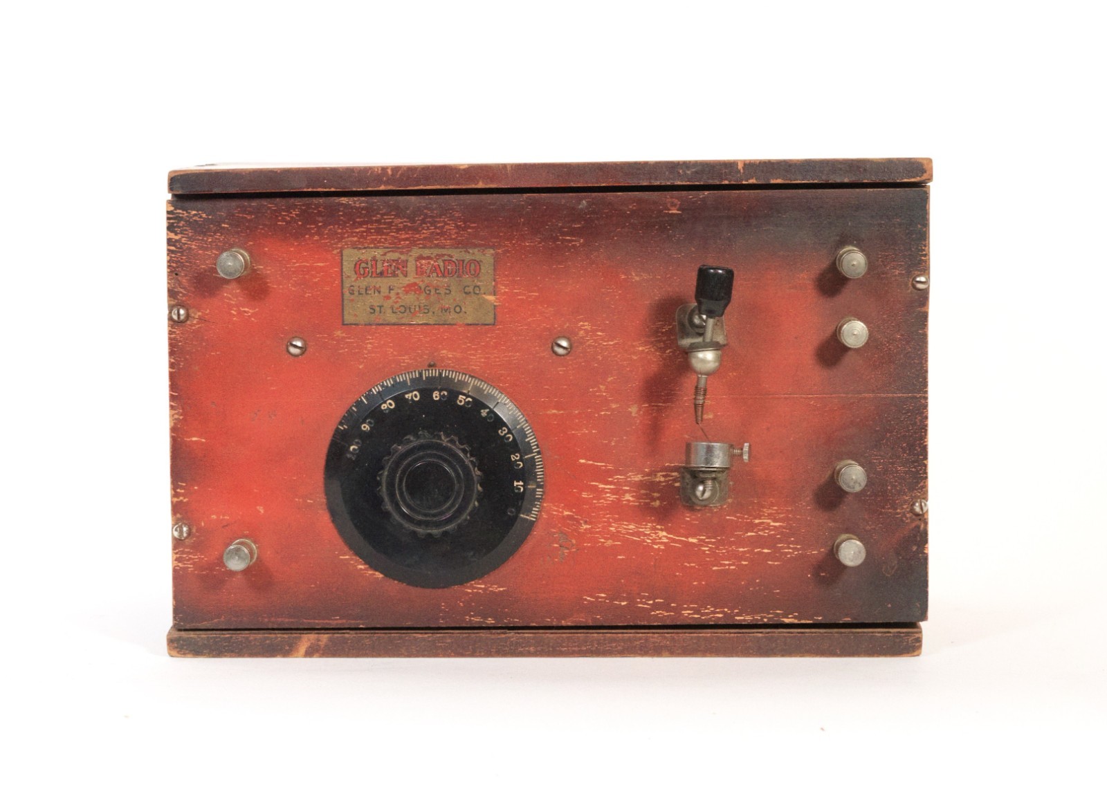 1922 Glen Crystal Radio * Rare 1st Version Of This Unusual St. Louis Set * Works