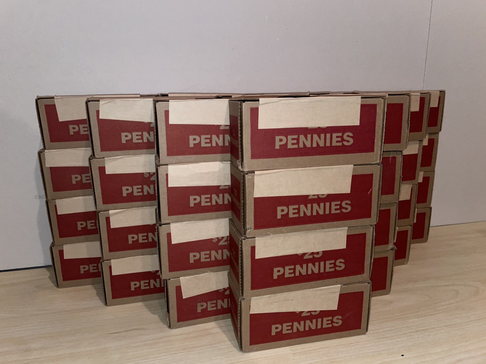 SEALED Bank Box of Pennies $25 Face Unopened Unsearched Lincoln Cents