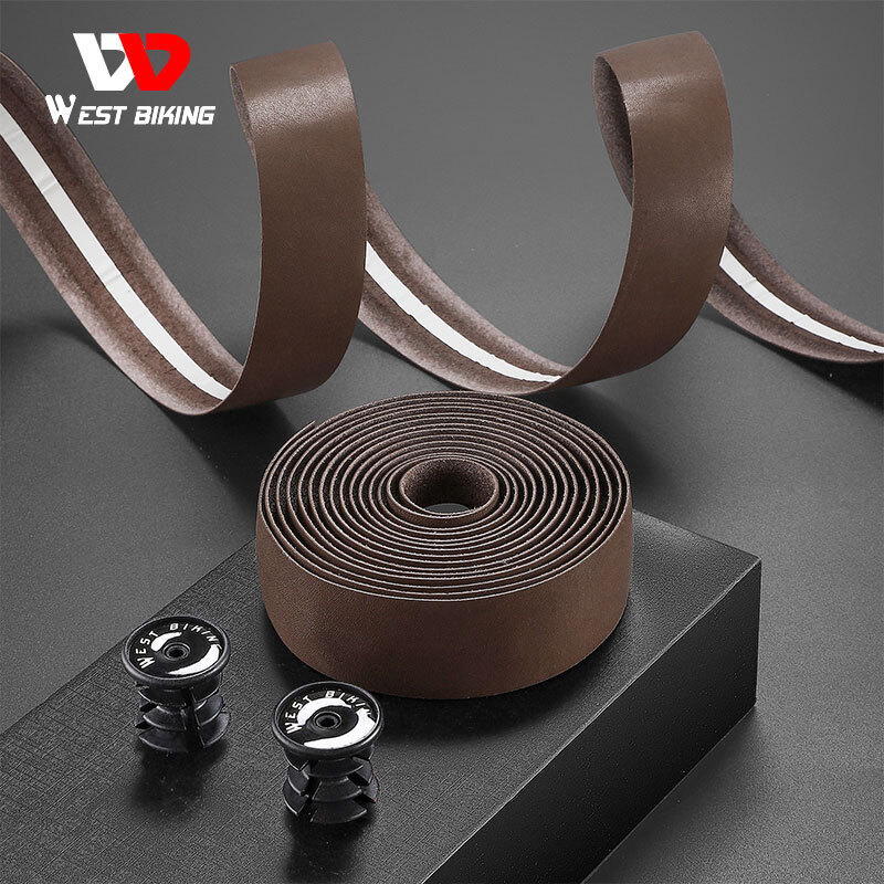 WEST BIKING Genuine Leather Bicycle Handlebar Tape Road Bike Retro Color Belt