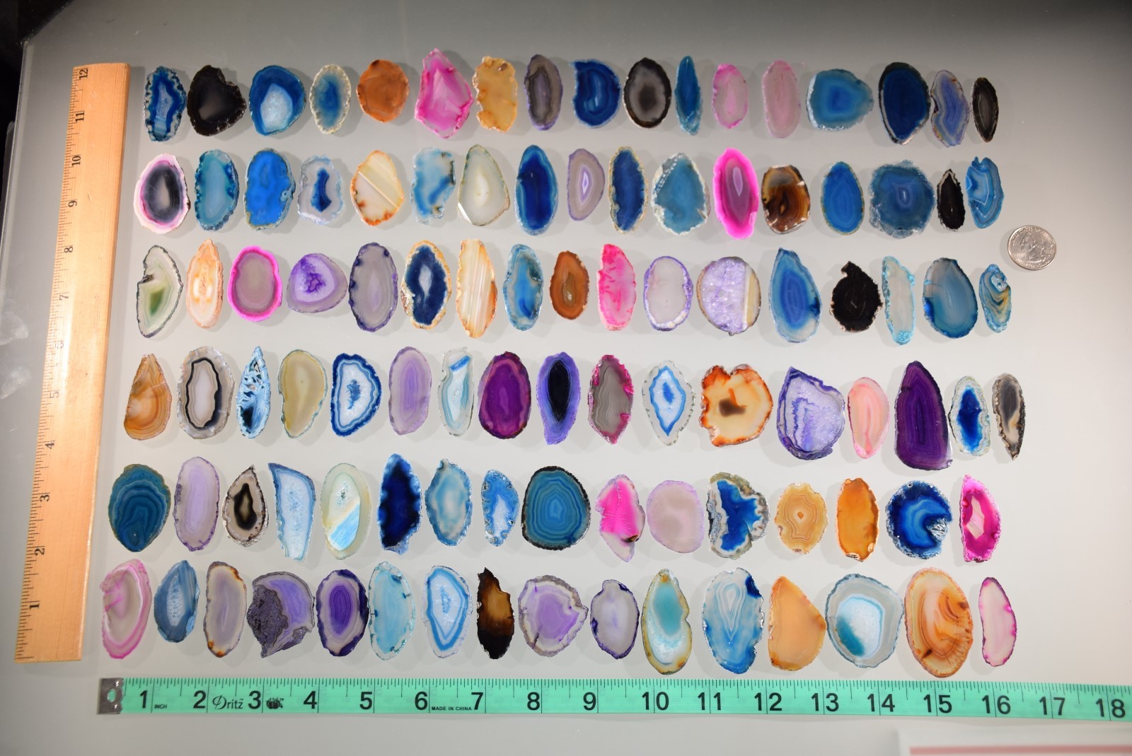 Agate Geode Slab Lot of 50 Quartz Polished Both Sides Agate Geode Slices Lot #4