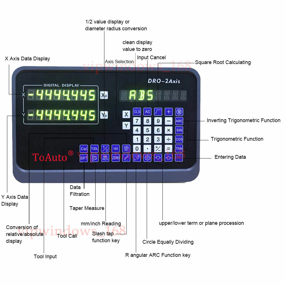 ToAuto DRO 1um Linear Scale Digital Readout 2/3 Axis for Bridgeport Mill Lathe