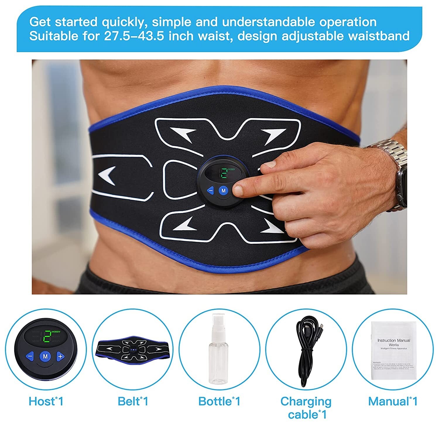 Abs Stimulator, Abdominal Toning Belt Workout Equipment Fitness Training Machine