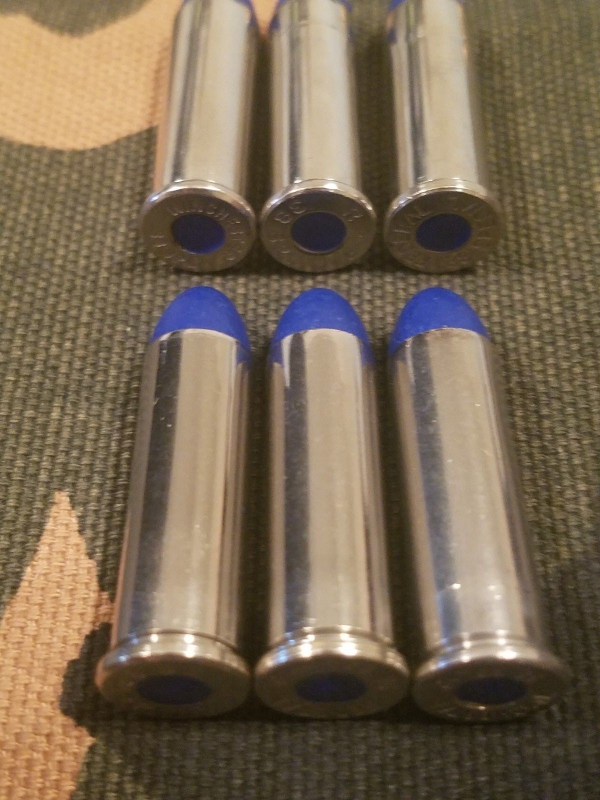 38 SPECIAL SNAP CAPS SET OF 6, BLUE AND NICKEL, REAL 125gr WEIGHT!!!