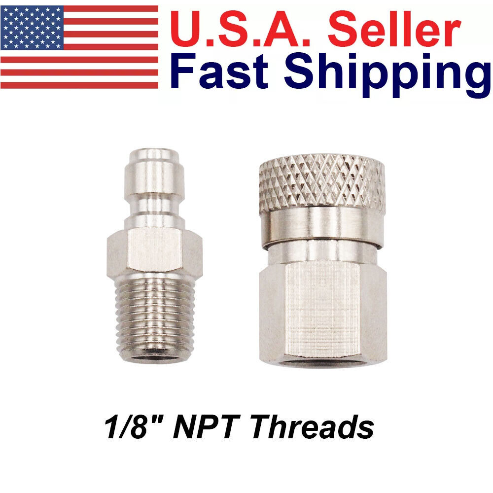 2 Pcs Paintball PCP 8mm Quick-Release Disconnect Coupler 1/8-NPT Fit Male&Female