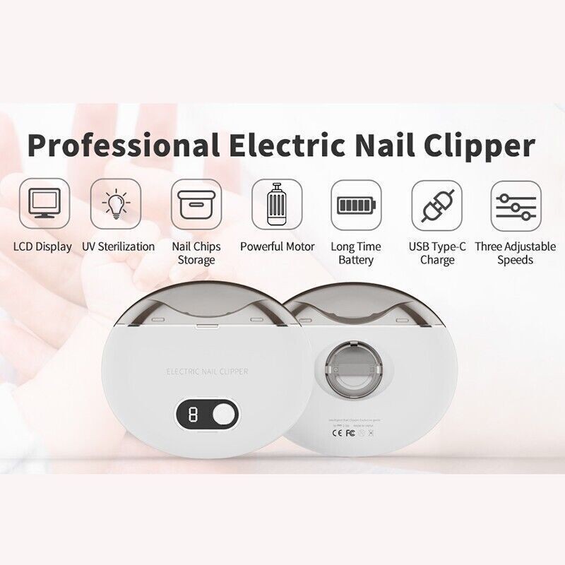Electric Toe Nail Clippers Light Portable Trimmer Nails Cutter USB Rechargeable