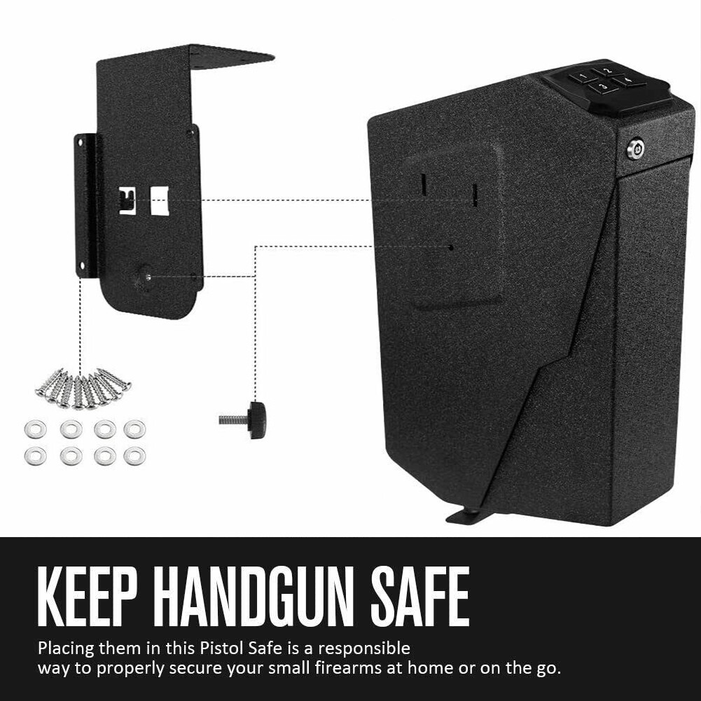 RPNB Gun Safe Mounted Firearm Safety with Biometric Fingerprint, Open Box