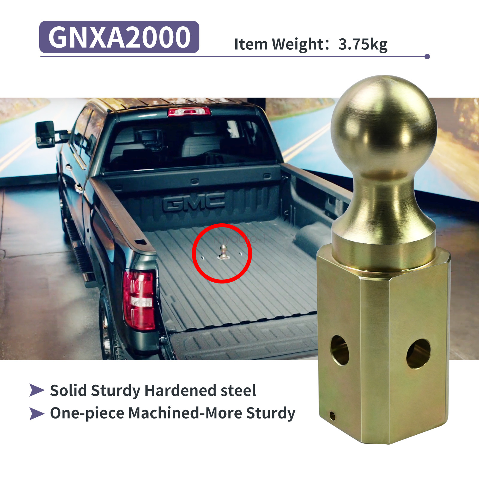 GNXA2000 Gooseneck Ball Hitch Turn Over Ball 2-5/16” fits B&W Trailer Hitches