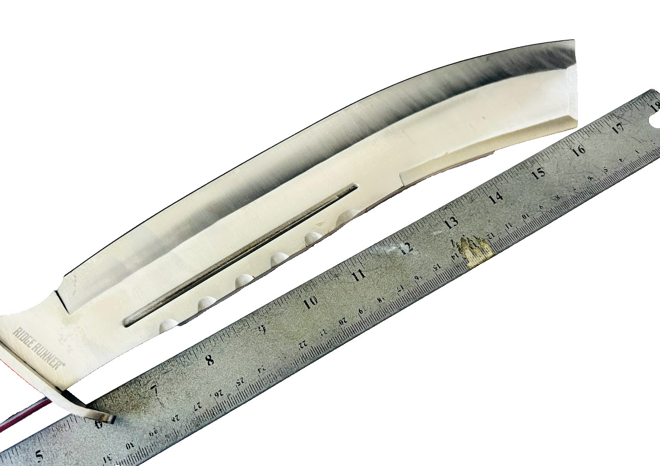 Large 17" Machete Fixed Blade Knife Wood Handle Unused Ridge Runner 440SS