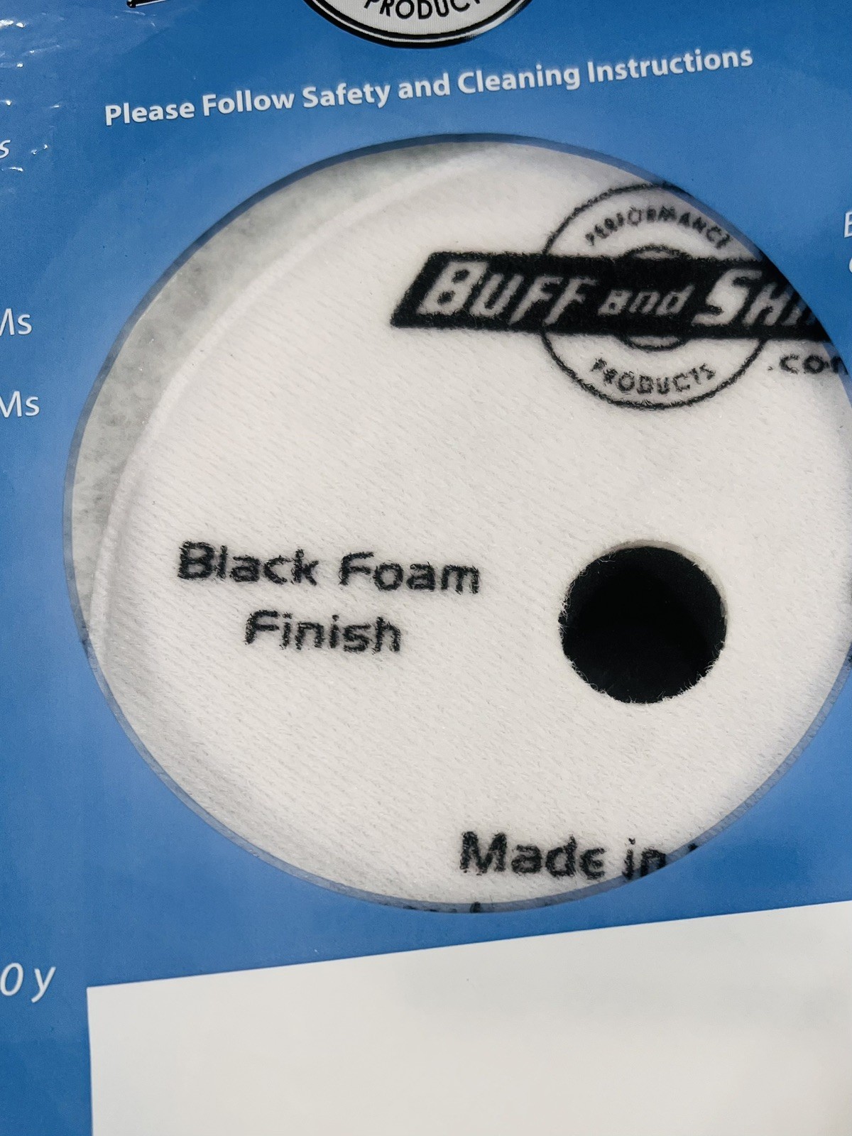 Buff & Shine 2000G 8″ x 2″ Recessed Hook & Loop Black Foam Grip Buffing Pad