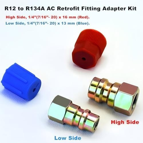 R12/R22 to R134A AC Retrofit Fitting Adapter Kit 1/4" to 7/16" UNF Conversion