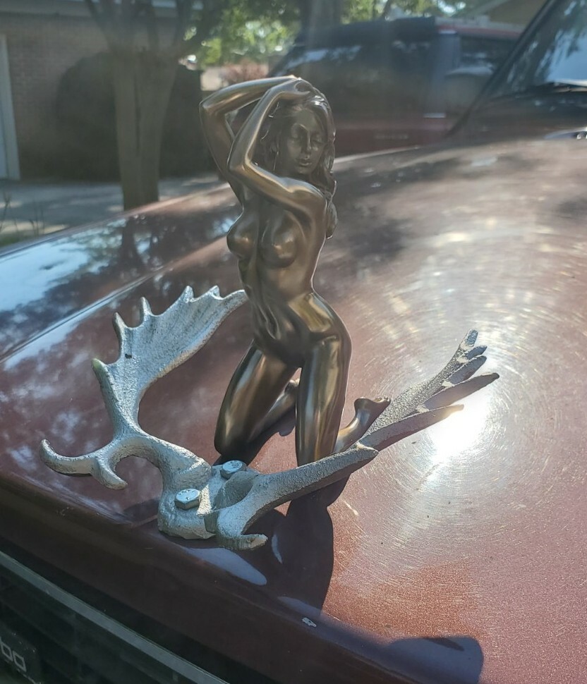 Hood Ornament Bronze Nude Kneeling Woman ideal for Rat Rods Big Rig Custom Ride