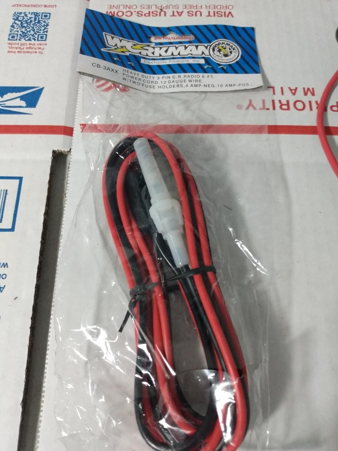 Workman CB-3AXX, Heavy Duty, CB Radio Power Cord, Double Fused
