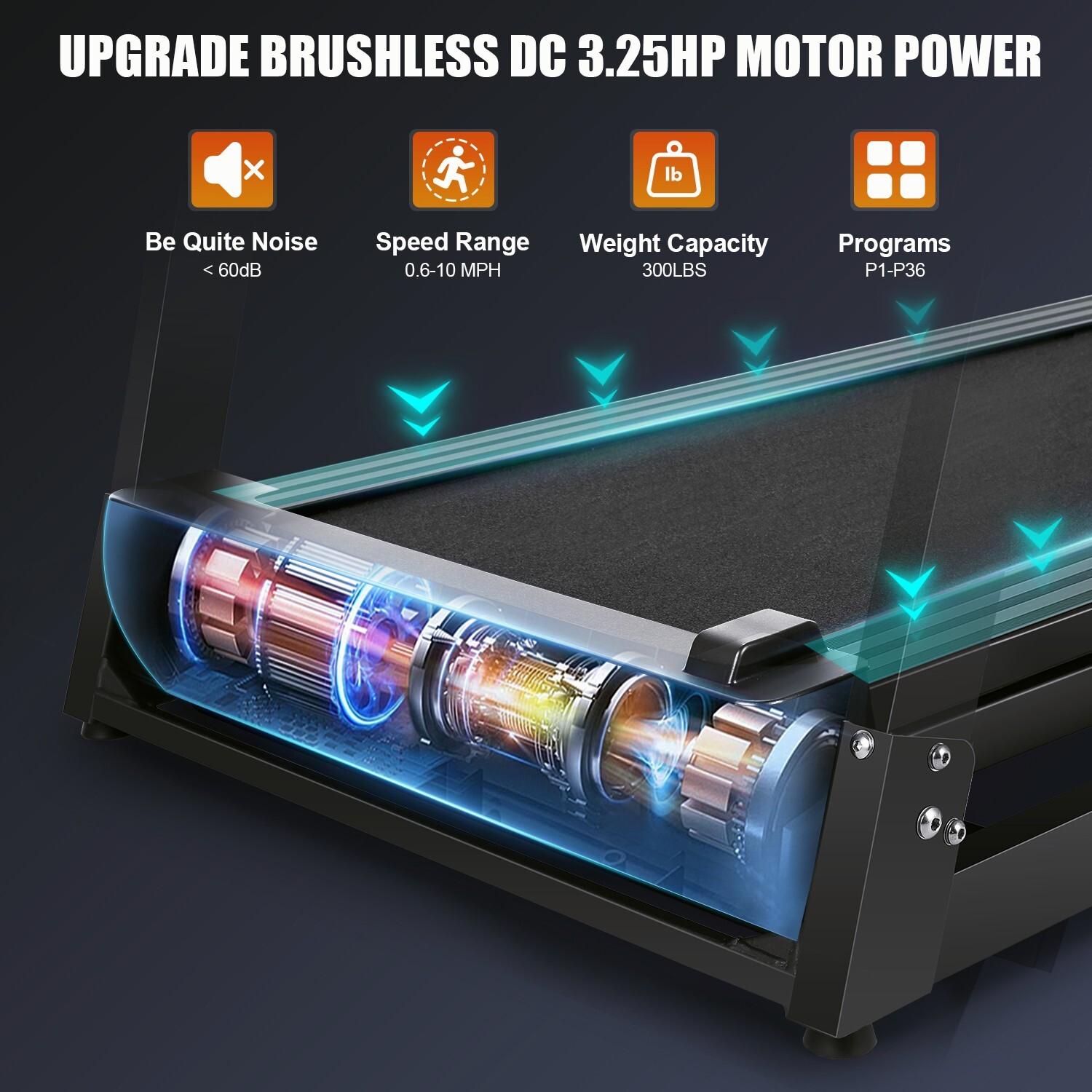 3.25HP Folding Treadmill Walking Running Machine with Incline 36 Preset Programs