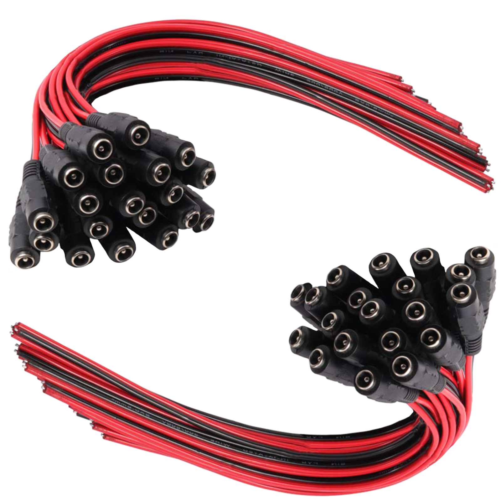 DC Power Pigtail Cable Plug 18AWG 2.1mm x 5.5mm 12V 5A Female Connector Pack Lot